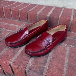 Etienne Aigner Burgundy Leather Penny Loafers
